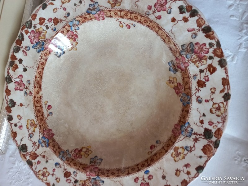 Antique English earthenware deep plate painted
