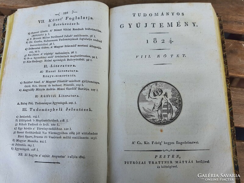 Tudományos Gyűjtemény 1824 7-8-9 benne: Cseremiszky: A kutyákról + Szabó: Csúzról, Gebhard: Orvosi