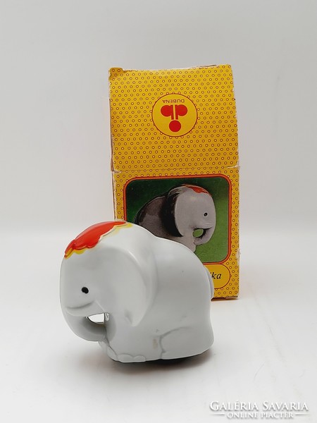 Lendkerekes elefánt játék, dobozával