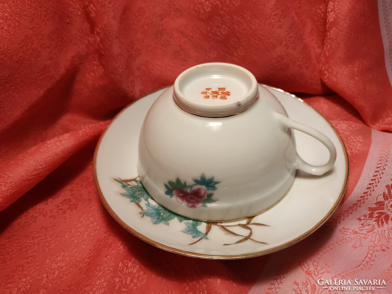 Porcelain rose coffee cup with saucer