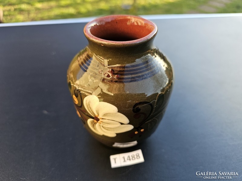 T1488 Virág mintás Kerámia váza 11,5 cm