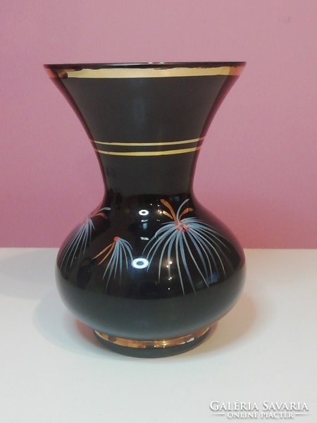 Retro kis méretű festett üveg váza
