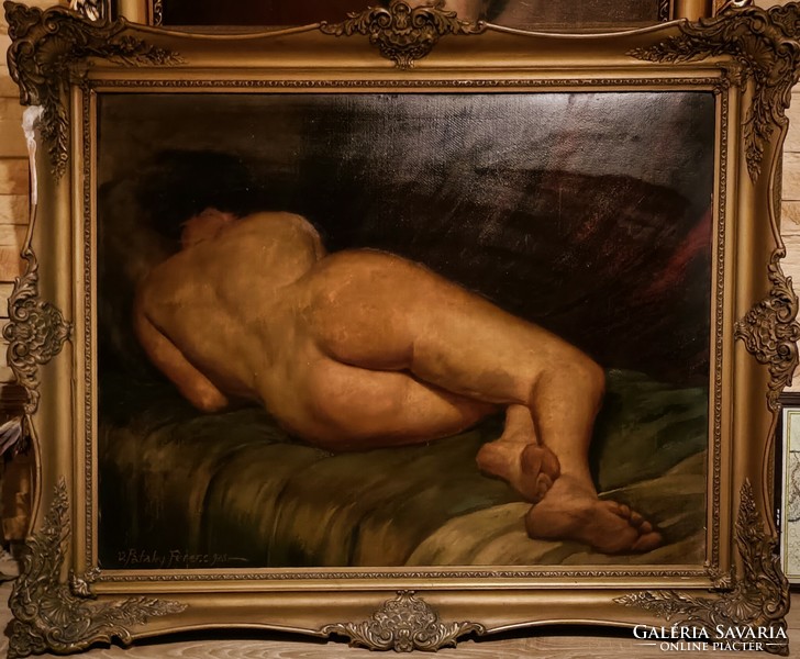 Ferenc Vítez Pataky (1897-1978) reclining female nude! Exhibited in the National Salon in 1931! 70X90cm+ frame!