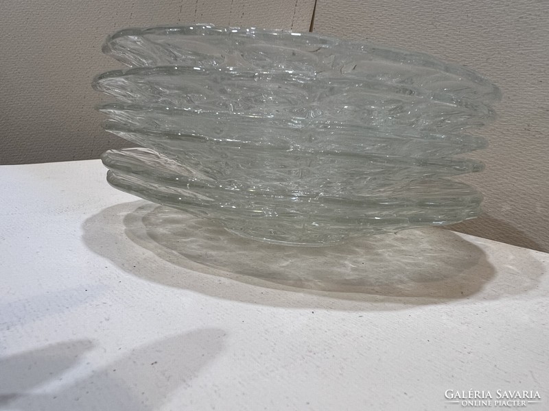 Desszertes kristály üveg tányérok, 6 db, 17 cm-es nagyság. 4546
