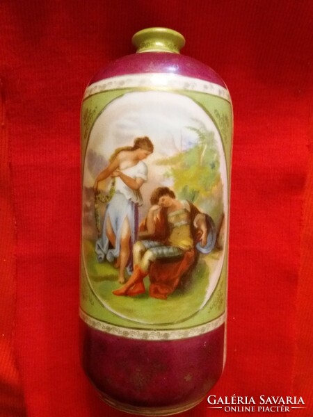 Antique alt viennese baroque porcelain vase with scene, very rare and beautiful condition 22 x 10 cm according to pictures