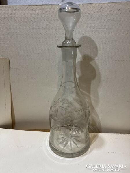 Decanter, pouring glass, old, thick-walled, 33 x 11 cm. 4539