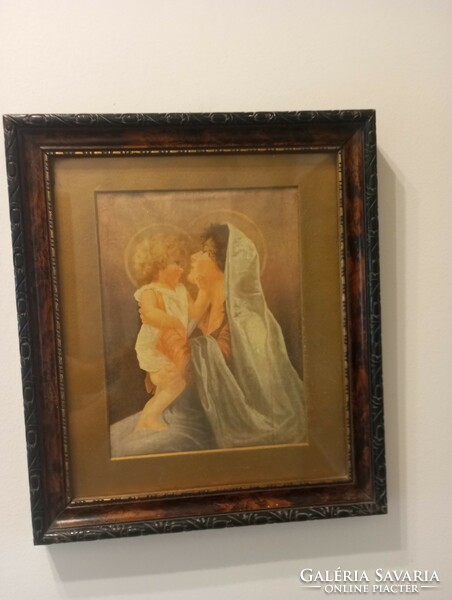 Szent Kép Szűz Mária Jézussal Olaj festmény Szignóval