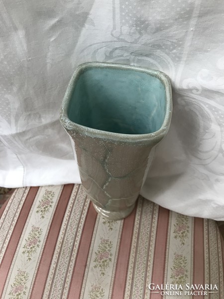 Gorka Géza mázas  szögletes zöld ágas váza