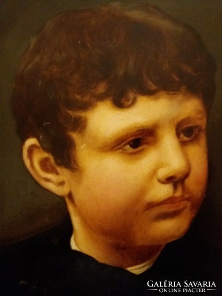 The work of Miklós Barabás (1810 - 1898) Baron Bebra Jenő portrait painting oil - wood 39 x 36 cm