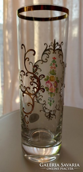 Cseh Bohemia aranyozott váza