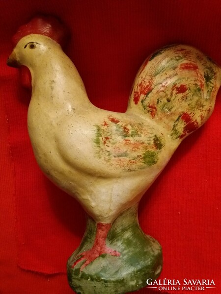 Antique cc. 1930 Folk glazed ceramic bush rooster 22 x 19 cm according to pictures