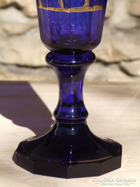 Cobalt blue Biedermeier chalice (060709)