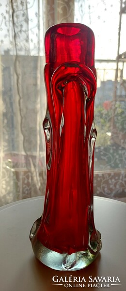 Ruby red Bohemian glass vase