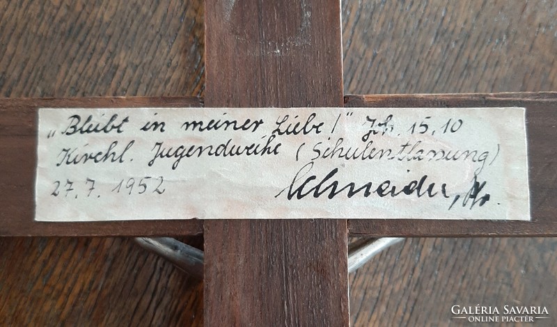 Wooden crucifix 30.5 cm x 15 cm from 1952