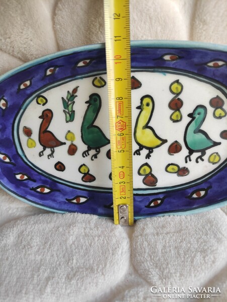 Oval ceramic bowl with Jerusalem bird pattern
