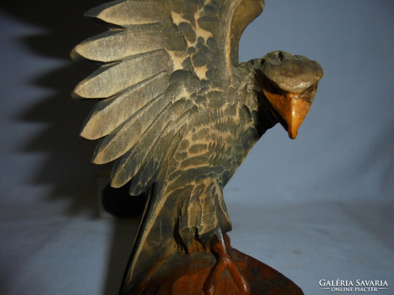 Fából faragott turul, sas madár 1960 - 21 cm