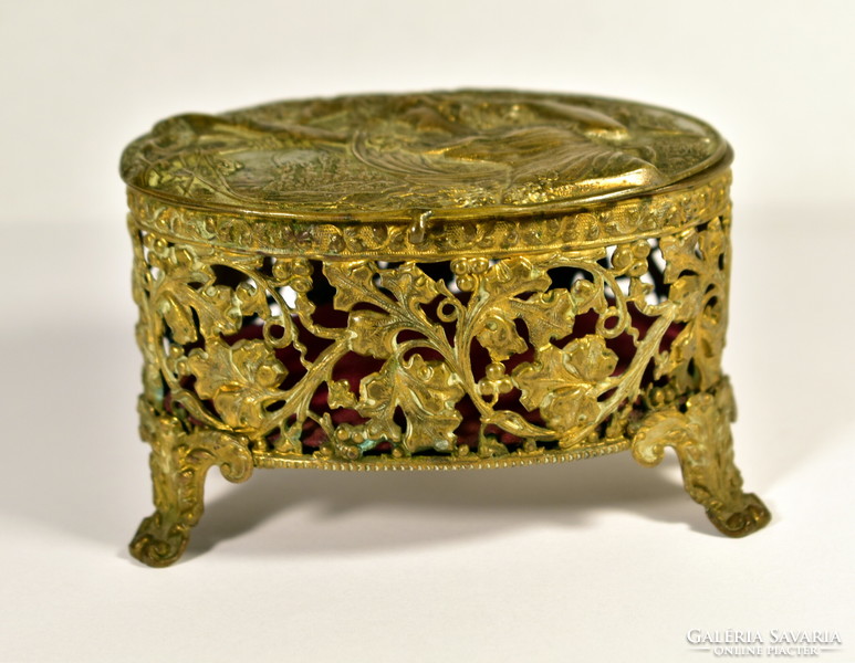 With a sumptuous art nouveau motif ... A lady in a grape arbor antique favor holder v. Jewelry Box