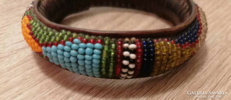 Sold out!!! Unique special craft product (leather bracelet - decorated with pearls)