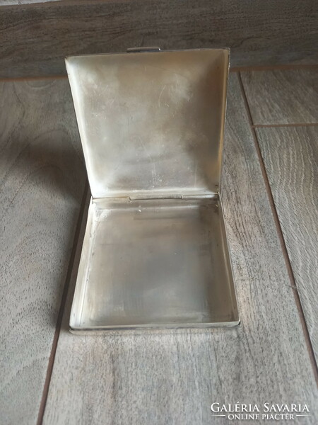 Csodaszép régi ezüstözött réz doboz (10x10x3 cm)