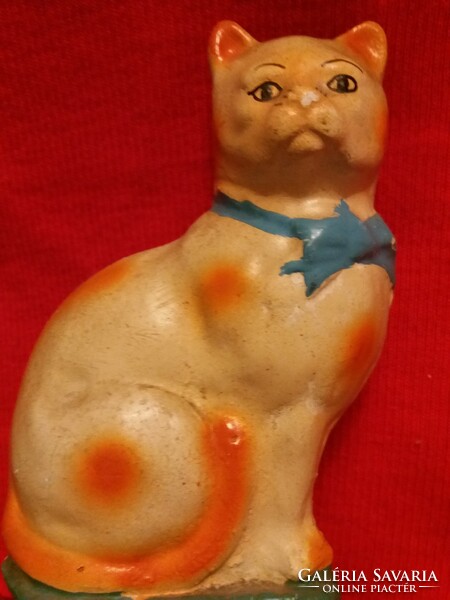 Antique cc. 1930 Folk glazed ceramic bush sitting cat cat 15 x 11 cm according to pictures