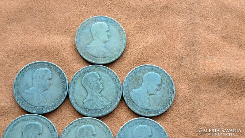Miklós Horthy 1930 silver 5 pengő 10 pieces for sale! HUF 6,000/piece! Free postage!
