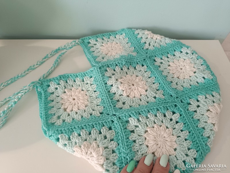 Turquoise mint color crocheted bag