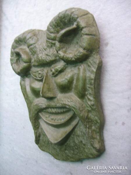 Old, bronze, bus mask wall decoration - relief - relief
