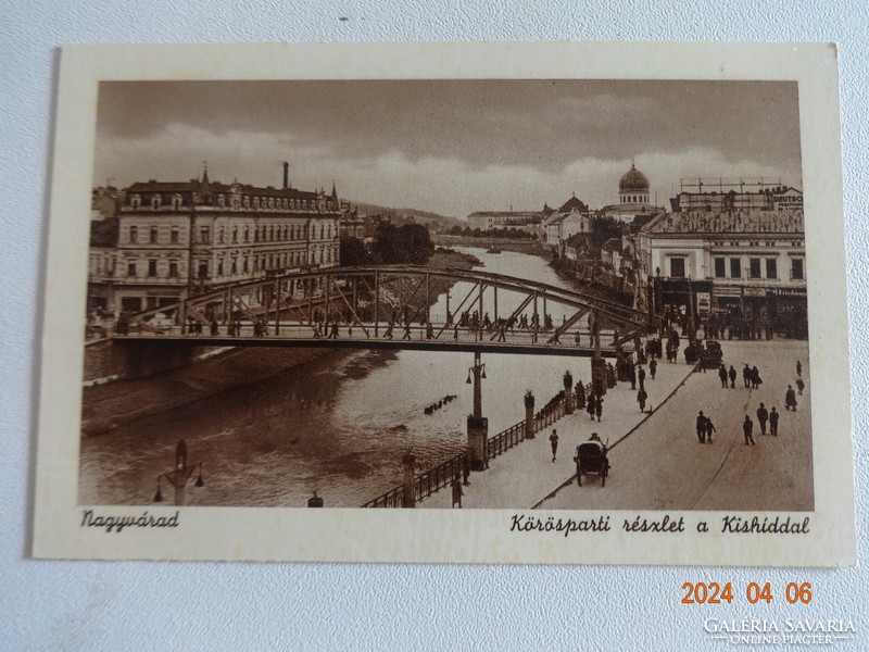 Régi postatiszta  Weinstock képeslap: Nagyvárad, Körösparti részlet a Kishíddal