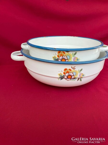 Retro floral Bonyhád serving bowl patty plate enameled enameled heirloom antique nostalgia
