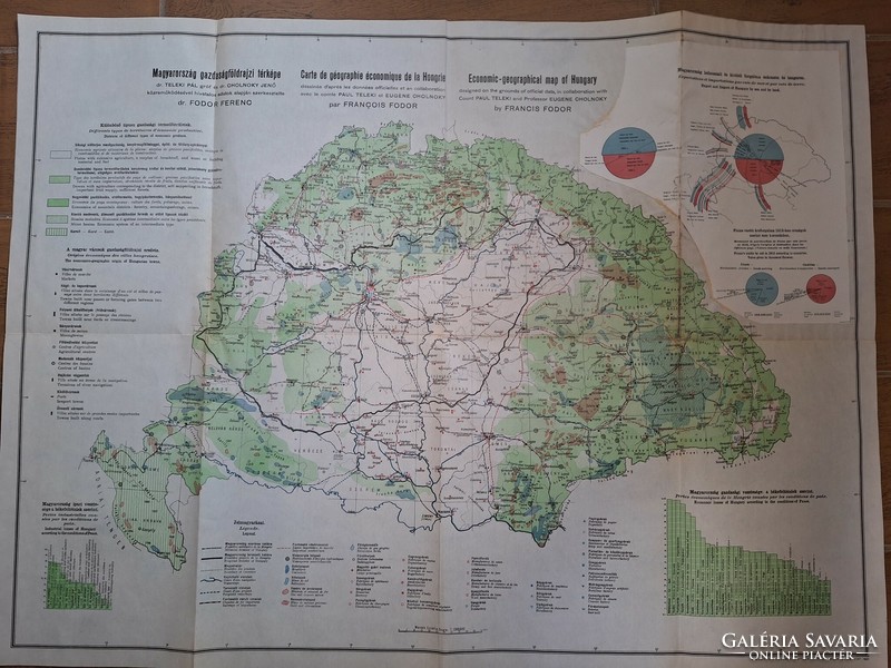 Dr Teleki Pál Dr Cholnoky Ferenc Magyarország gazdaságföldrajzi térképe