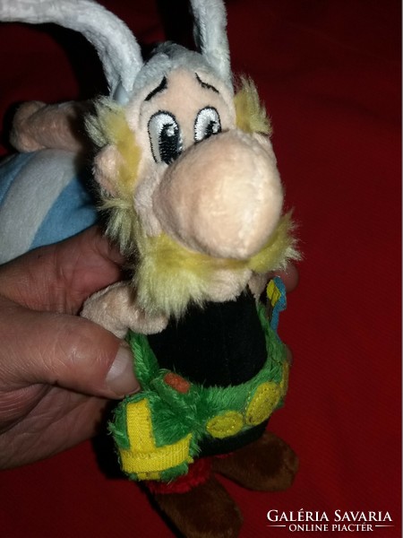 Pair of plush figures of French fairy-tale heroes Asterix and Obelix from an old cartoon manufacturer, sizes according to the pictures