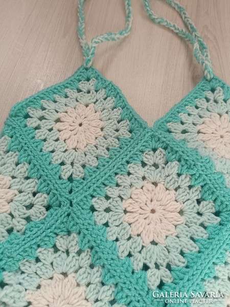 Turquoise mint color crocheted bag