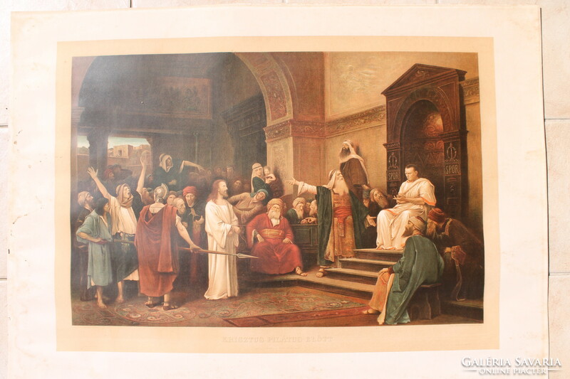 Mihály Munkácsy - Christ before Pilate, color lithograph