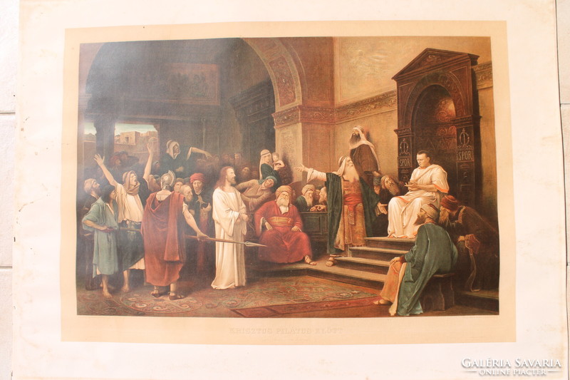 Munkácsy Mihály - Krisztus Pilátus előtt színes litográfia