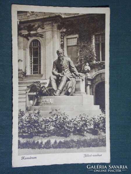 Postcard, postcard, mosquito net, Jókai Mór statue, memorial view, 1943