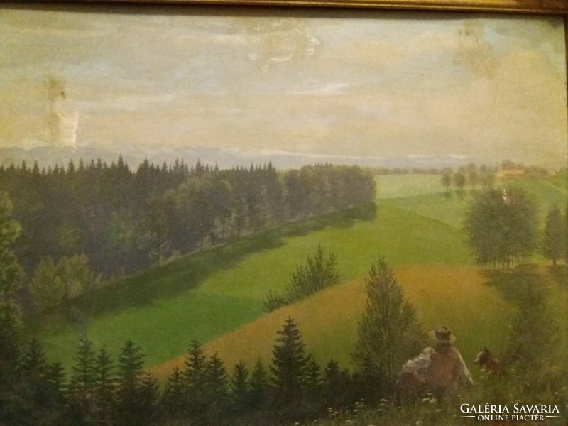 OTTO JULIUS GOEBEL ( 1865 - 1903) alkotása Tájkép folyóval festmény akvarell 42 X 31 cm