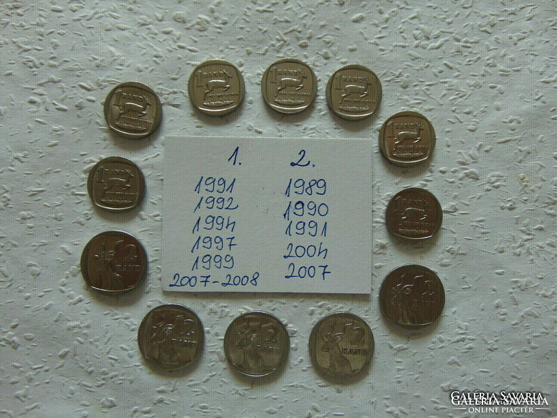 12 pieces 1 - 2 rand South African Republic lot !