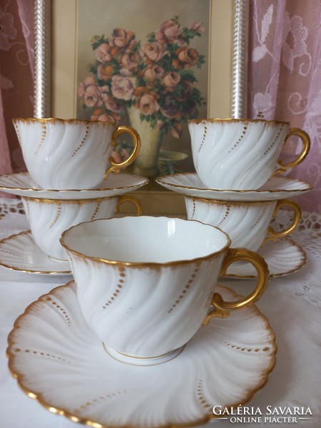 Dreamy Sarreguemines coffee cup set, display case condition