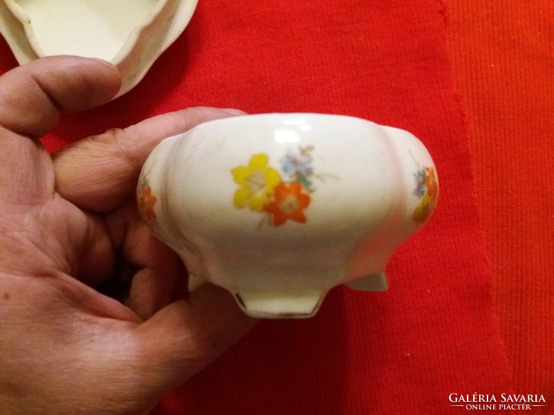 Antique drasce biedermeier porcelain bonbonier with a flower pattern 12 x 10 x 6 cm as shown in the pictures