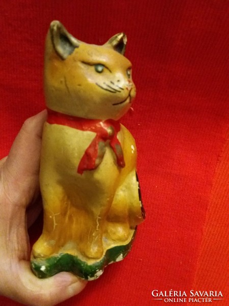 Antique cc. 1930 Folk glazed ceramic bush sitting kandur cat cat 15 x 10 cm according to pictures