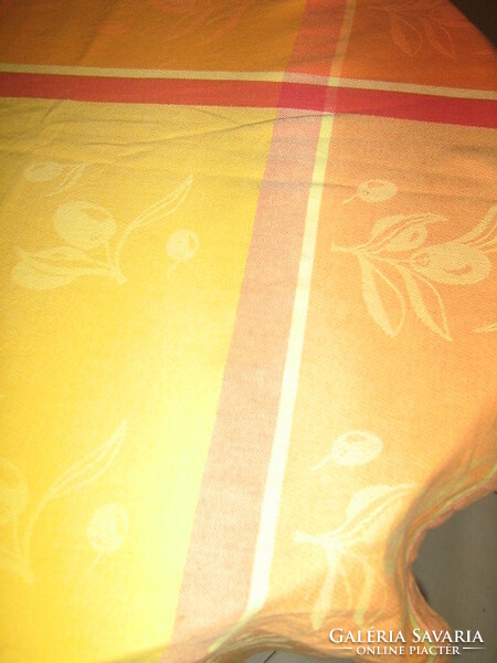 Wonderful vintage olive soft woven tablecloth