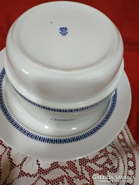 Lowland porcelain passenger serving bowl and large round plate