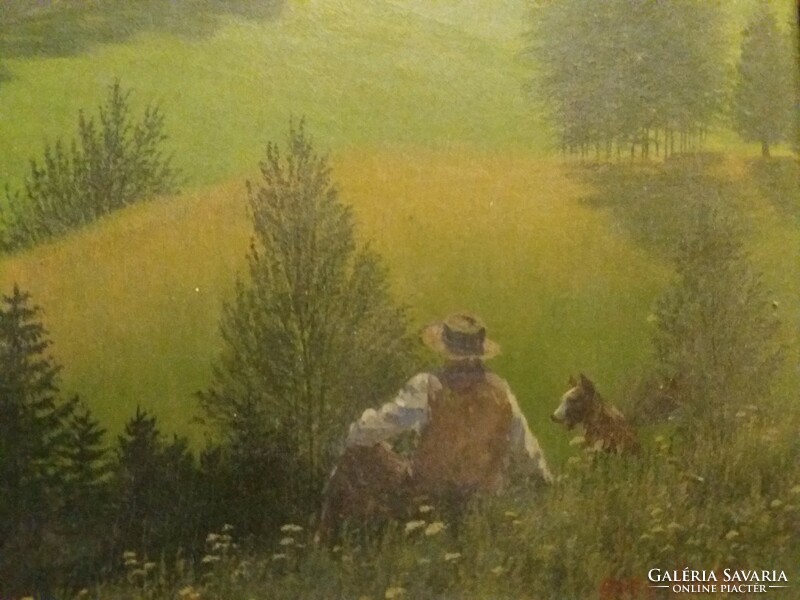 OTTO JULIUS GOEBEL ( 1865 - 1903) alkotása Tájkép folyóval festmény akvarell 42 X 31 cm