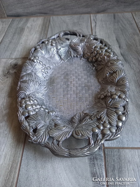 Charming old pewter centerpiece/serving bowl (35x24.7x4 cm)