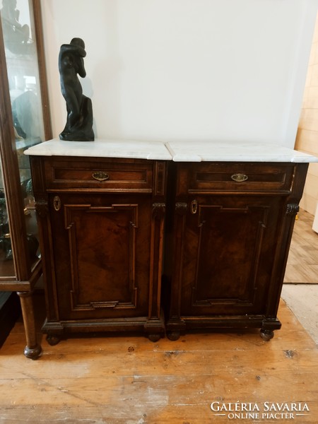 2 very nice antique bedside tables/chests with Carrara marble top from the 1800s