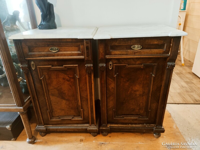 2 very nice antique bedside tables/chests with Carrara marble top from the 1800s