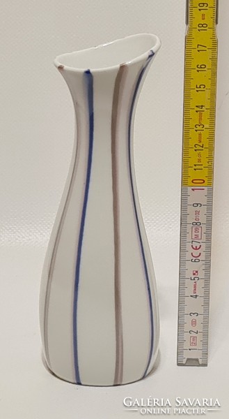 Aquincum blue, gray, pink striped small porcelain vase (3002)