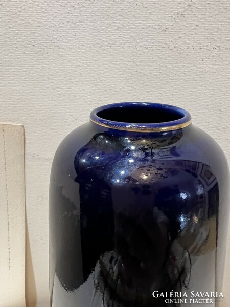 Cseh art deco üveg váza, Bohemians, 15 x 10 cm-es.4568