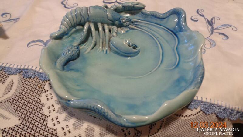 Zsolnay blue, large crab bowl, 30 cm the largest!