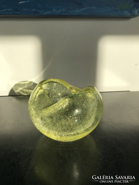 Beautiful yellow veil glass, scratched, cracked glass, crackle glass (302)